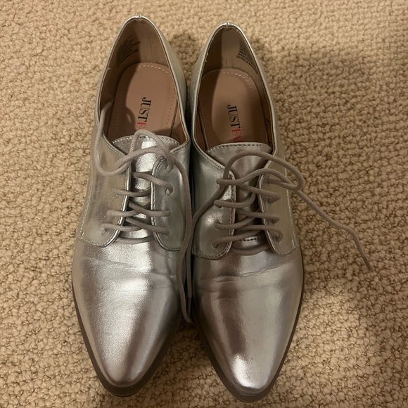 Silver Just Fab Loafers - Picture 1 of 7